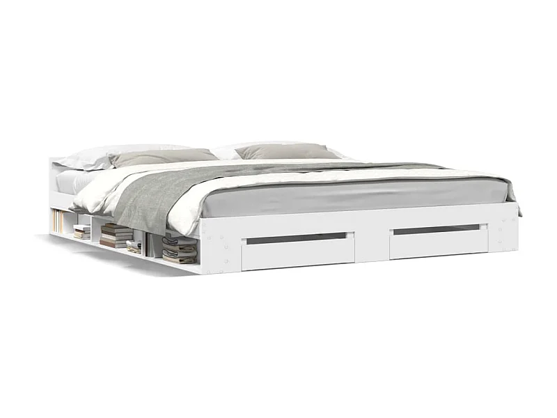 Estrutura de cama c/ gavetas 200x200cm derivados madeira branco