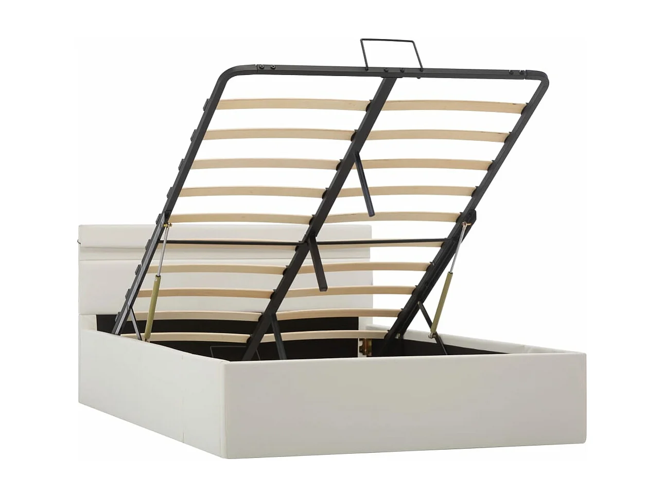 Cama canapé hidráulica con LED cuero sintético blanco 140x200cm