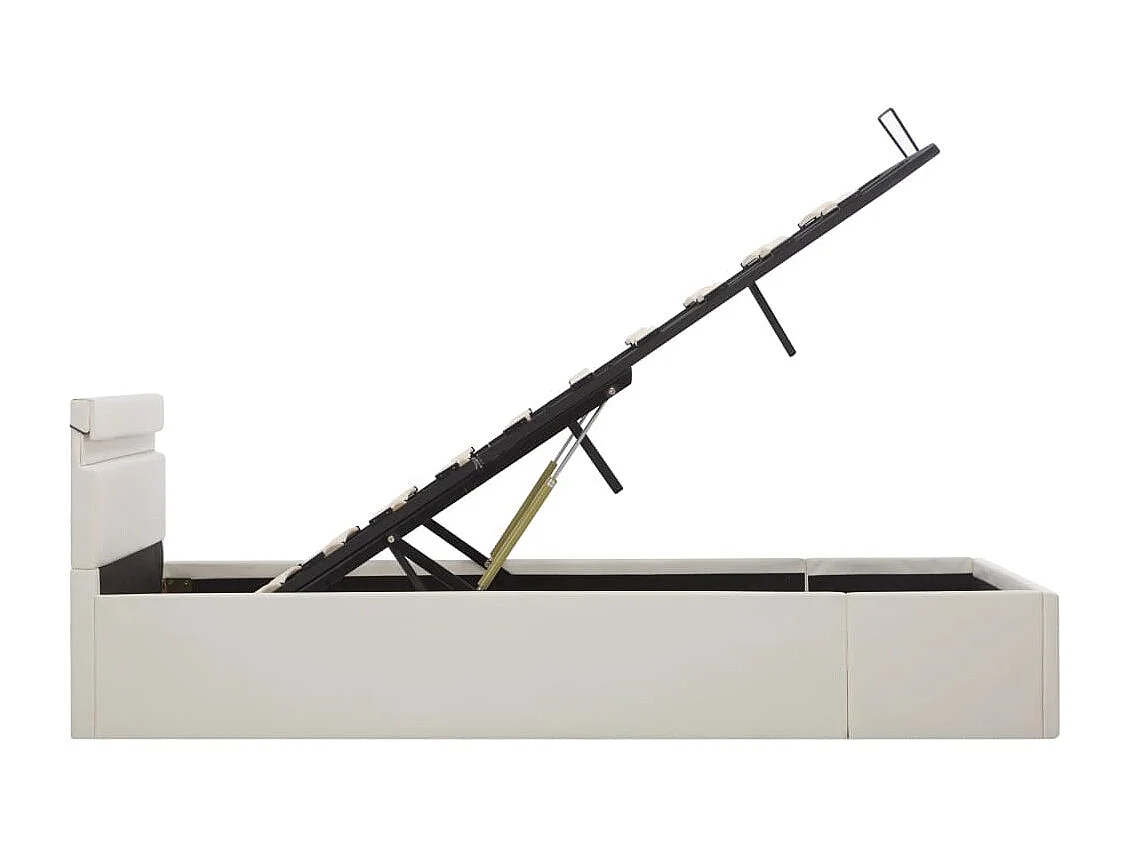 Cama canapé hidráulica con LED cuero sintético blanco 140x200cm