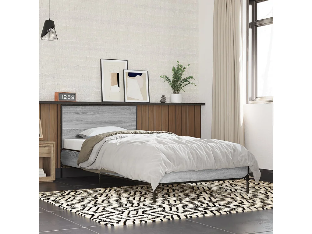 Cadre de lit sonoma gris 90x200 cm bois d'ingénierie et métal