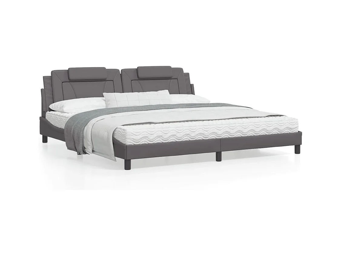 Lit avec matelas gris 200x200 cm similicuir