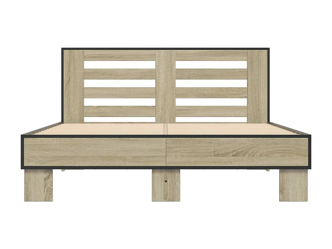 Estructura cama madera ingeniería metal roble Sonoma 120x200 cm