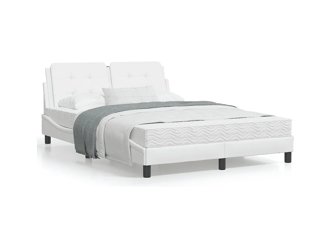Lit avec matelas blanc 120x200 cm similicuir