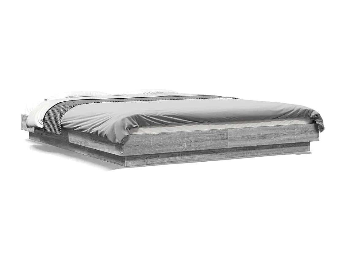 Estructura cama con luces LED madera gris Sonoma 160x200 cm
