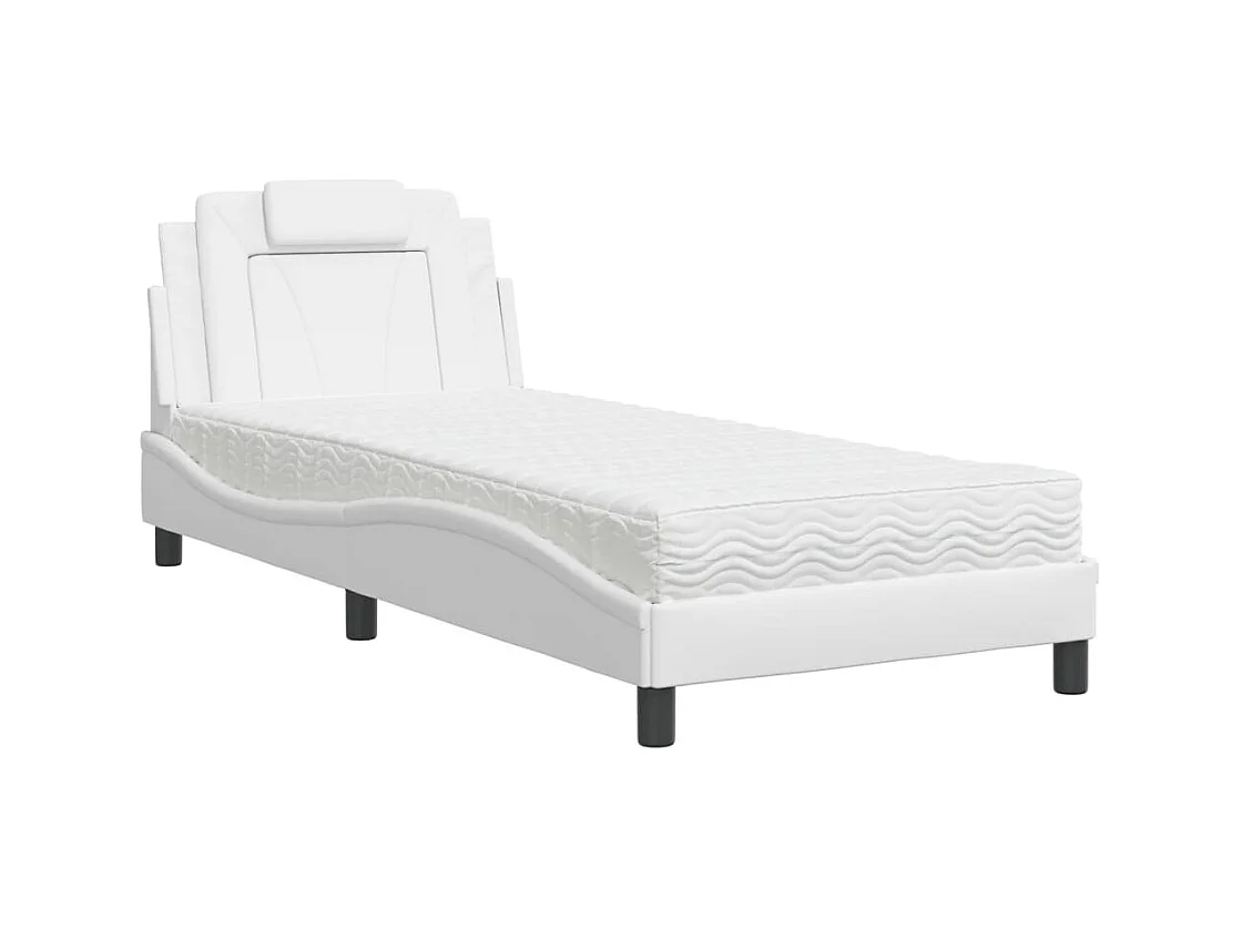 Lit avec matelas blanc 90x190 cm similicuir