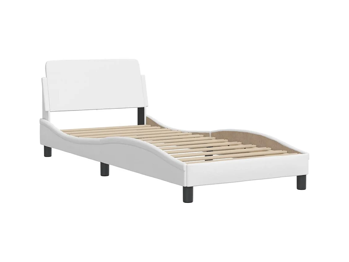 Lit avec matelas blanc 90x190 cm similicuir