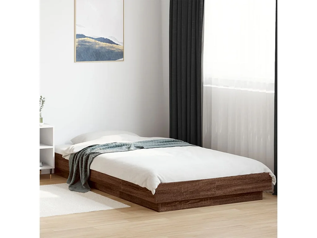 Estructura de cama madera de ingeniería marrón roble 100x200 cm