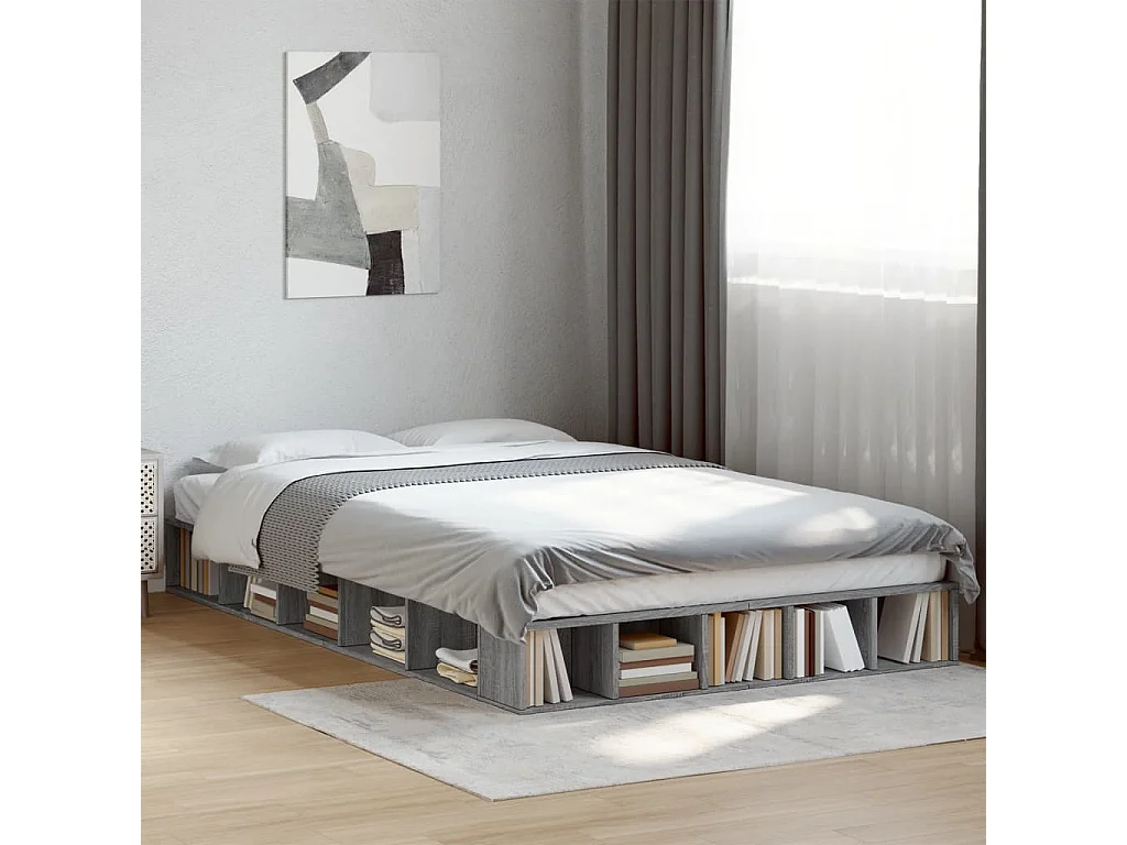 Cadre de lit sonoma gris 135x190 cm bois d'ingénierie