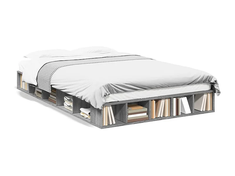 Estructura de cama madera de ingeniería gris Sonoma 135x190 cm