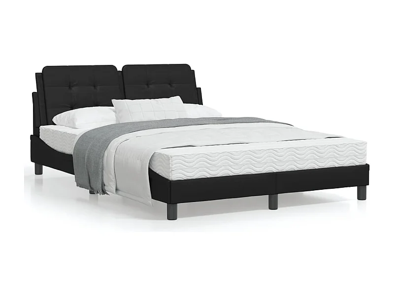 Estrutura cama c/ cabeceira 140x190 cm couro artificial preto
