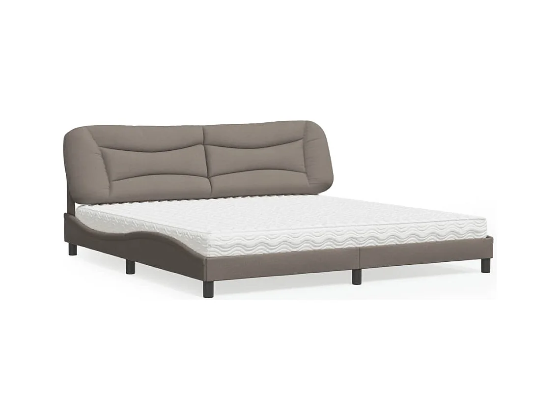 Cama com colchão 200x200 cm tecido cinzento-acastanhado