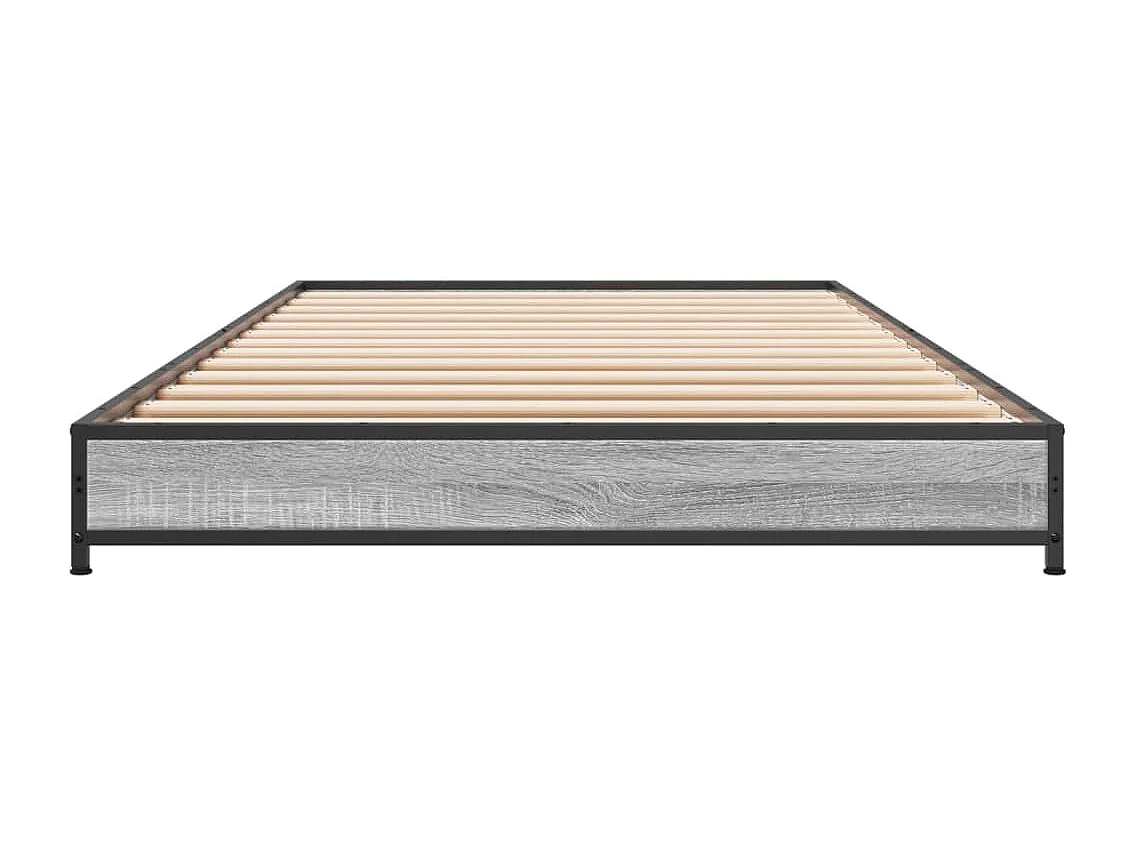 Estructura cama madera ingeniería metal gris Sonoma 90x200 cm