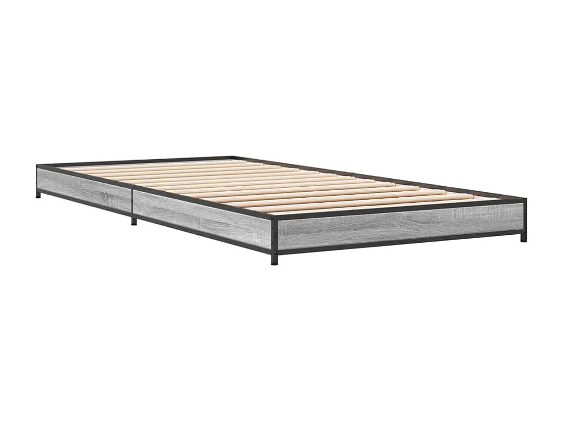 Estructura cama madera ingeniería metal gris Sonoma 90x200 cm