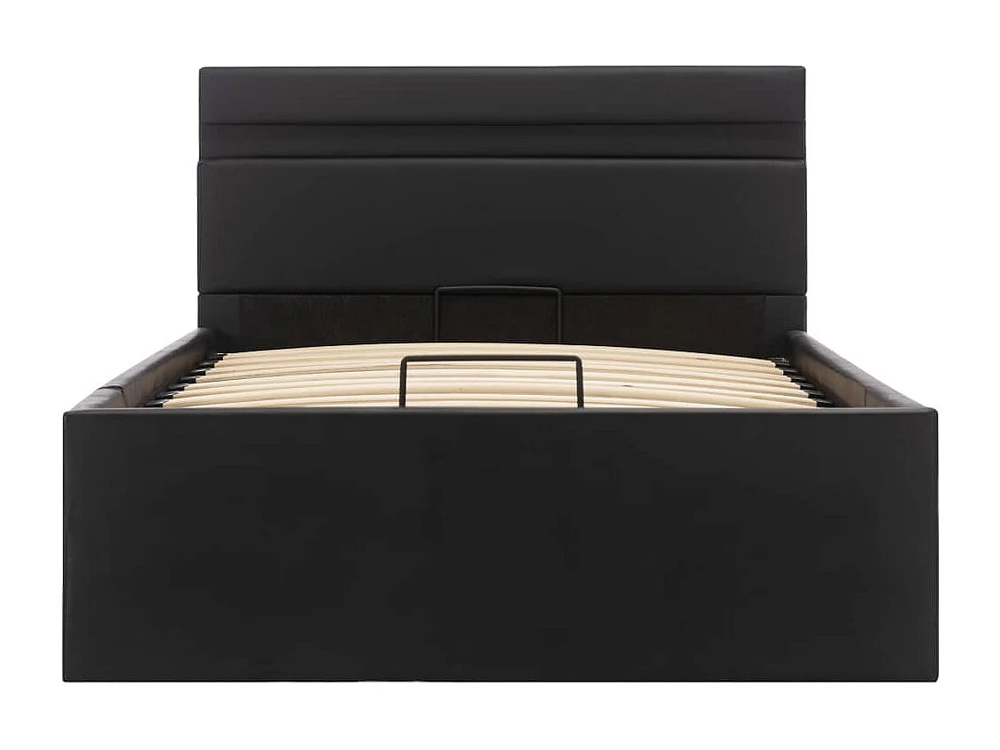 Cadre de lit à rangement avec LED noir similicuir 100x200 cm