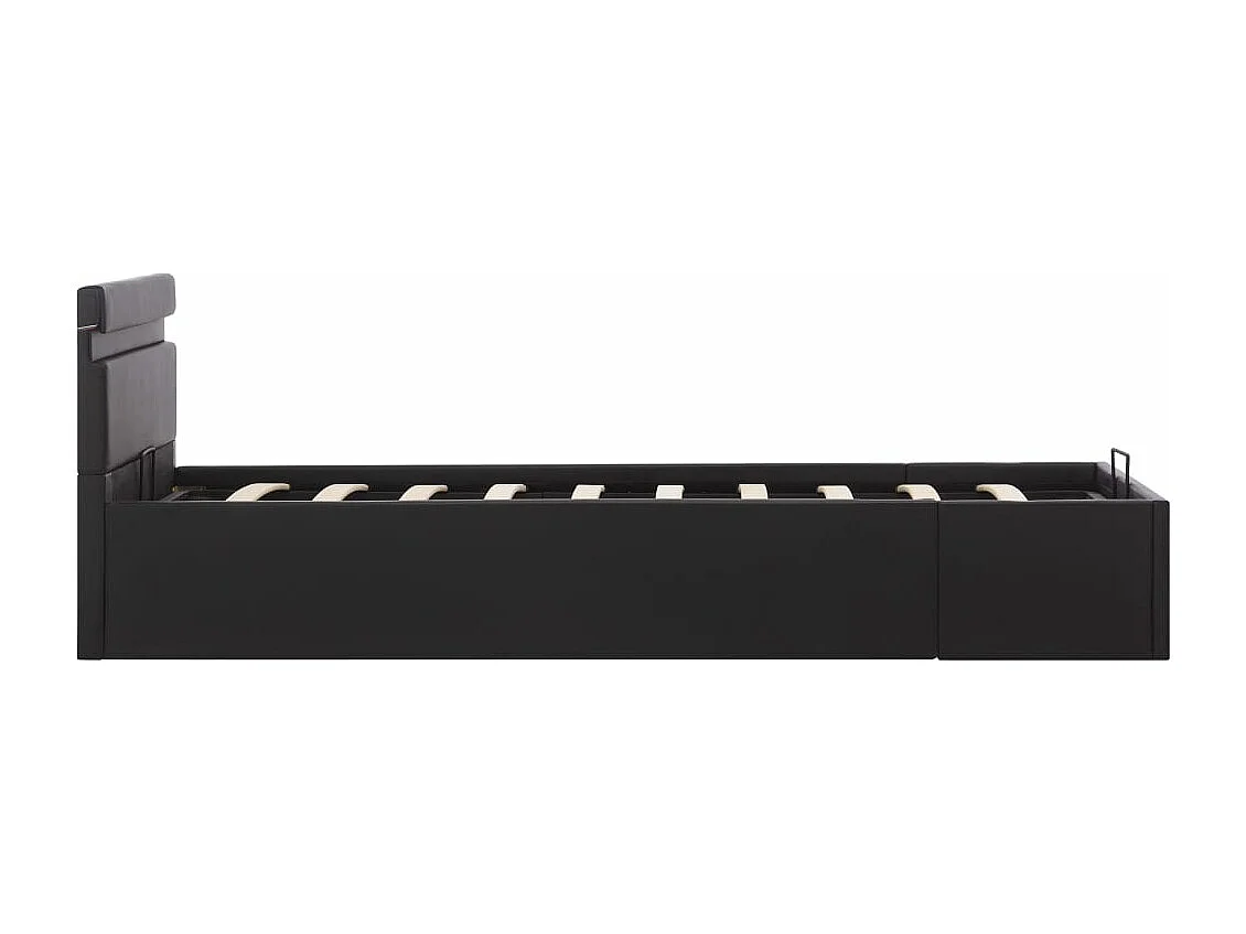 Cadre de lit à rangement avec LED noir similicuir 100x200 cm