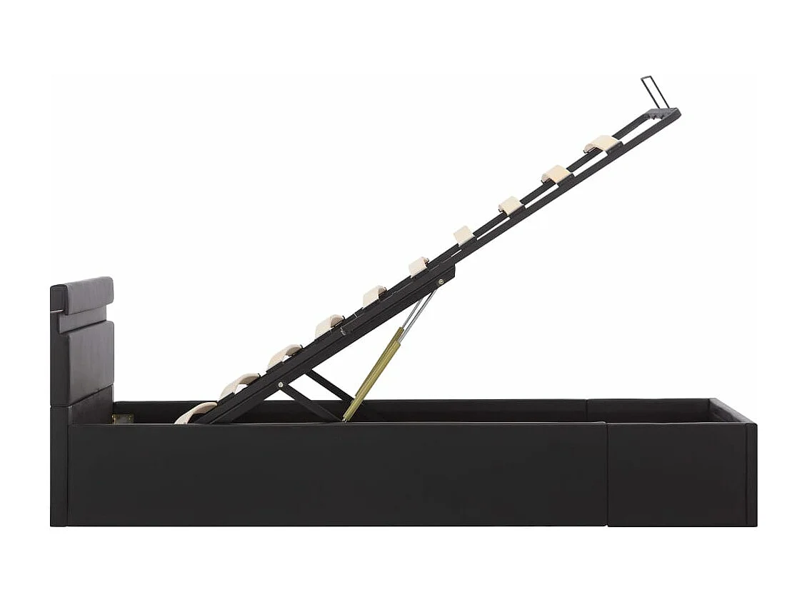 Cadre de lit à rangement avec LED noir similicuir 100x200 cm