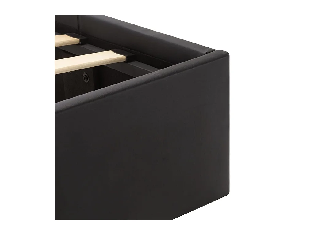 Cadre de lit à rangement avec LED noir similicuir 100x200 cm