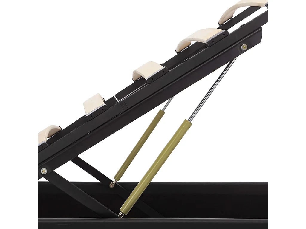 Cama hidráulica c/ arrumação LED 100x200cm couro artifi. preto