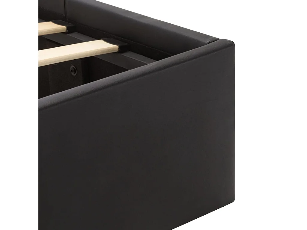 Cama hidráulica c/ arrumação LED 100x200cm couro artifi. preto