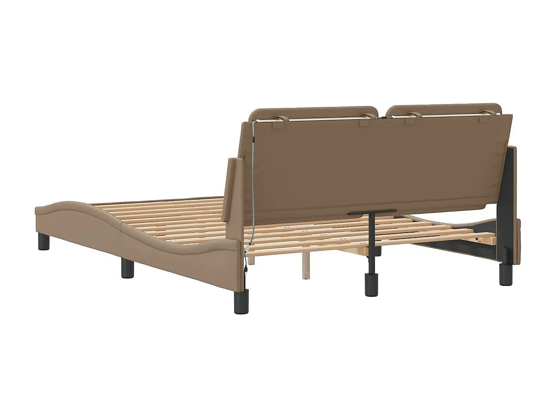 Estrutura cama c/ luzes LED 120x200 couro artificial cappuccino