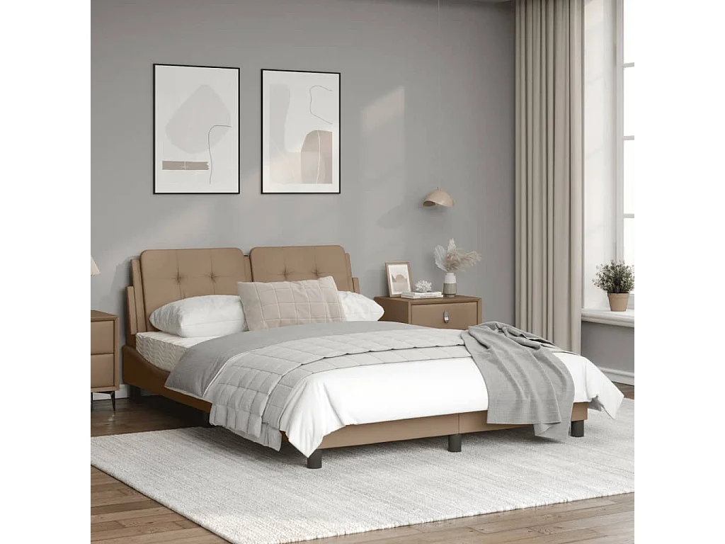 Cadre de lit avec lumières LED cappuccino 120x200 cm similicuir