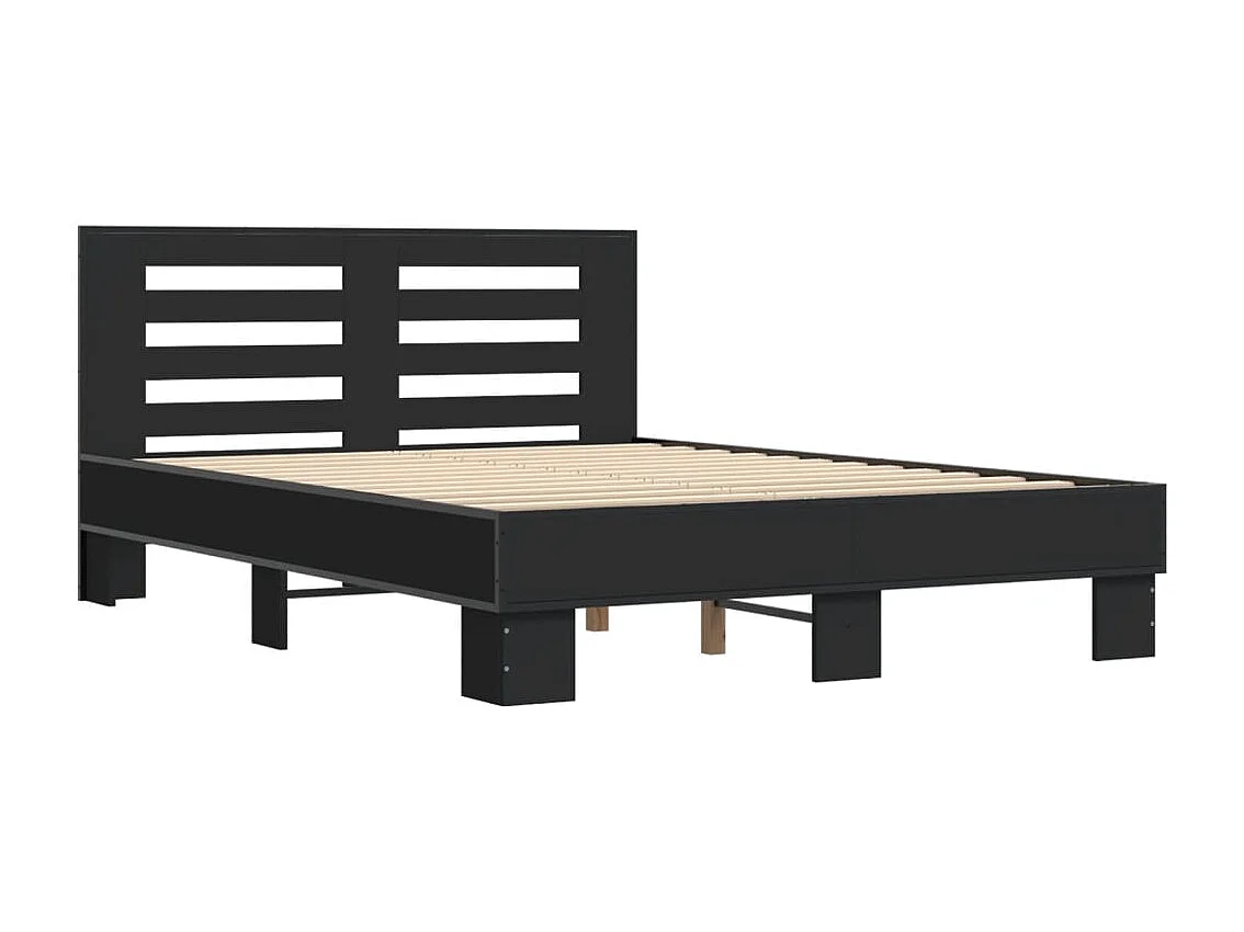 Estructura de cama madera de ingeniería y metal negro 120x200cm