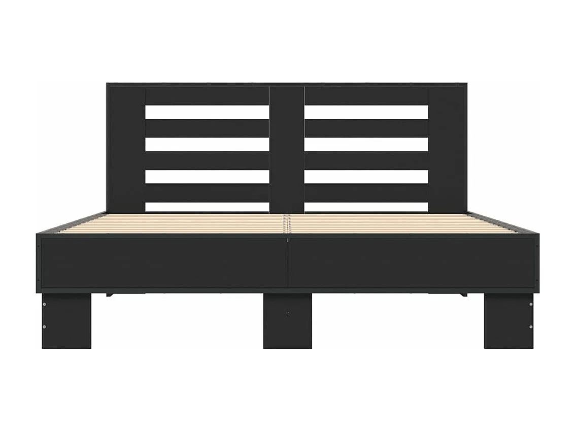 Estructura de cama madera de ingeniería y metal negro 120x200cm