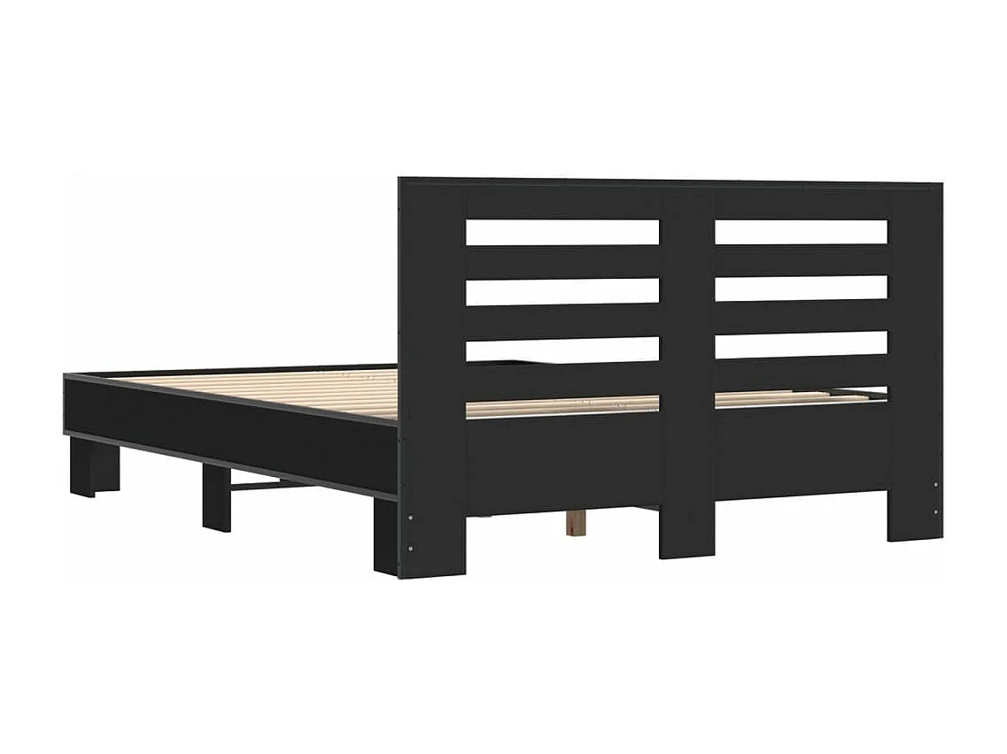 Estructura de cama madera de ingeniería y metal negro 120x200cm