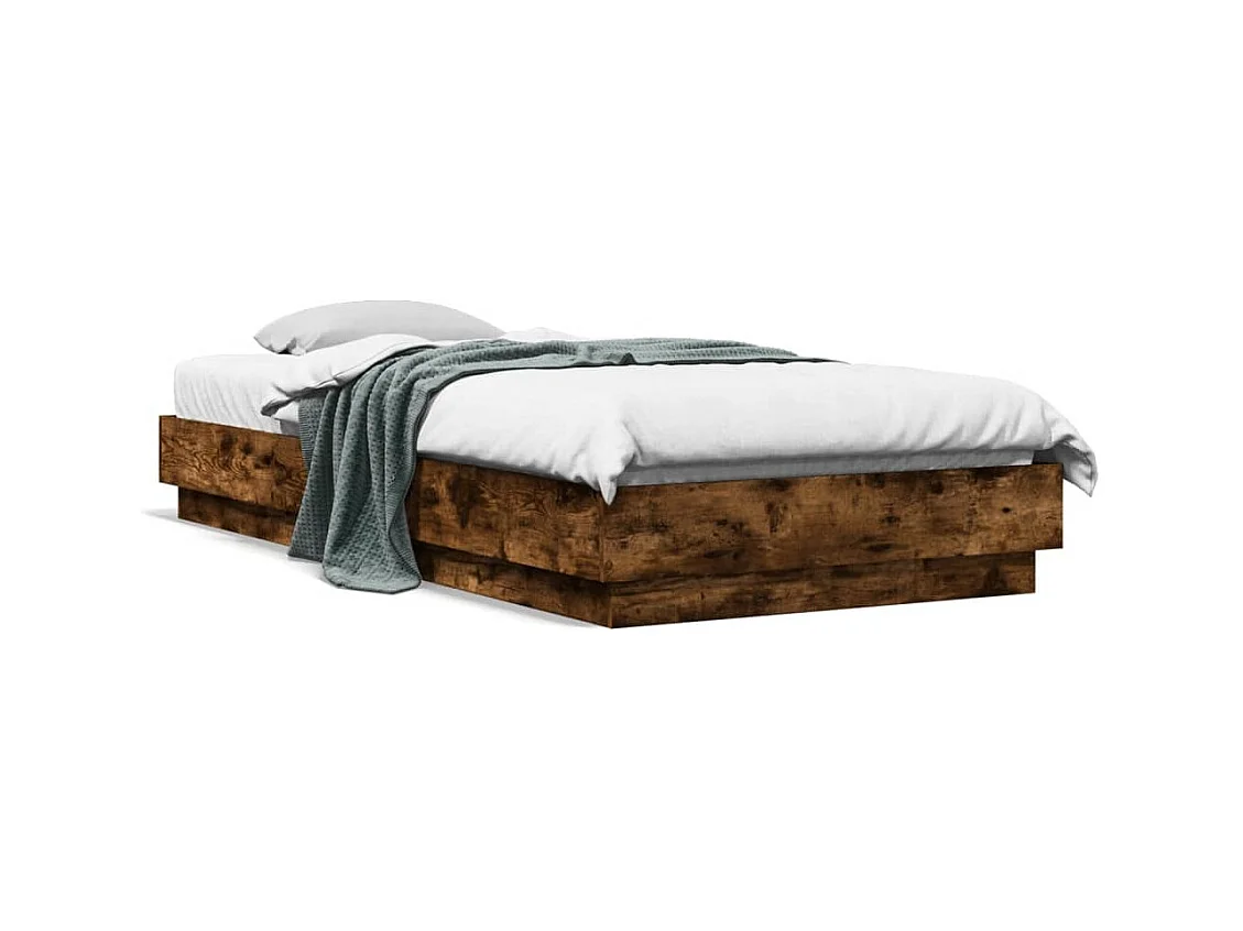 Cadre de lit chêne fumé 100x200 cm bois d'ingénierie