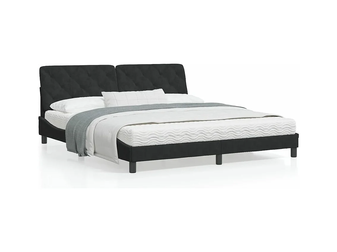 Cama com colchão 180x200 cm veludo preto