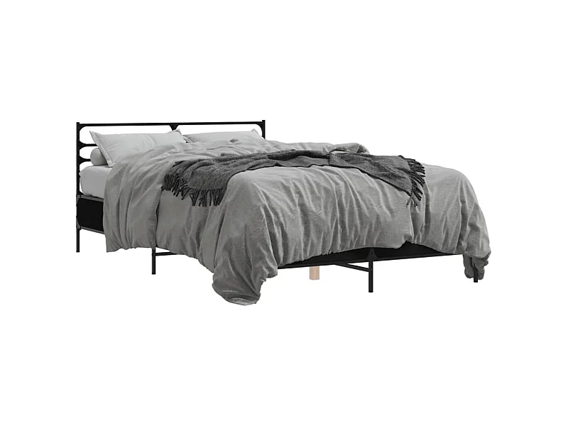 Estructura de cama madera de ingeniería y metal negro 140x190cm