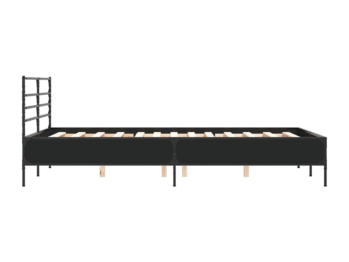 Estructura de cama madera de ingeniería y metal negro 140x190cm