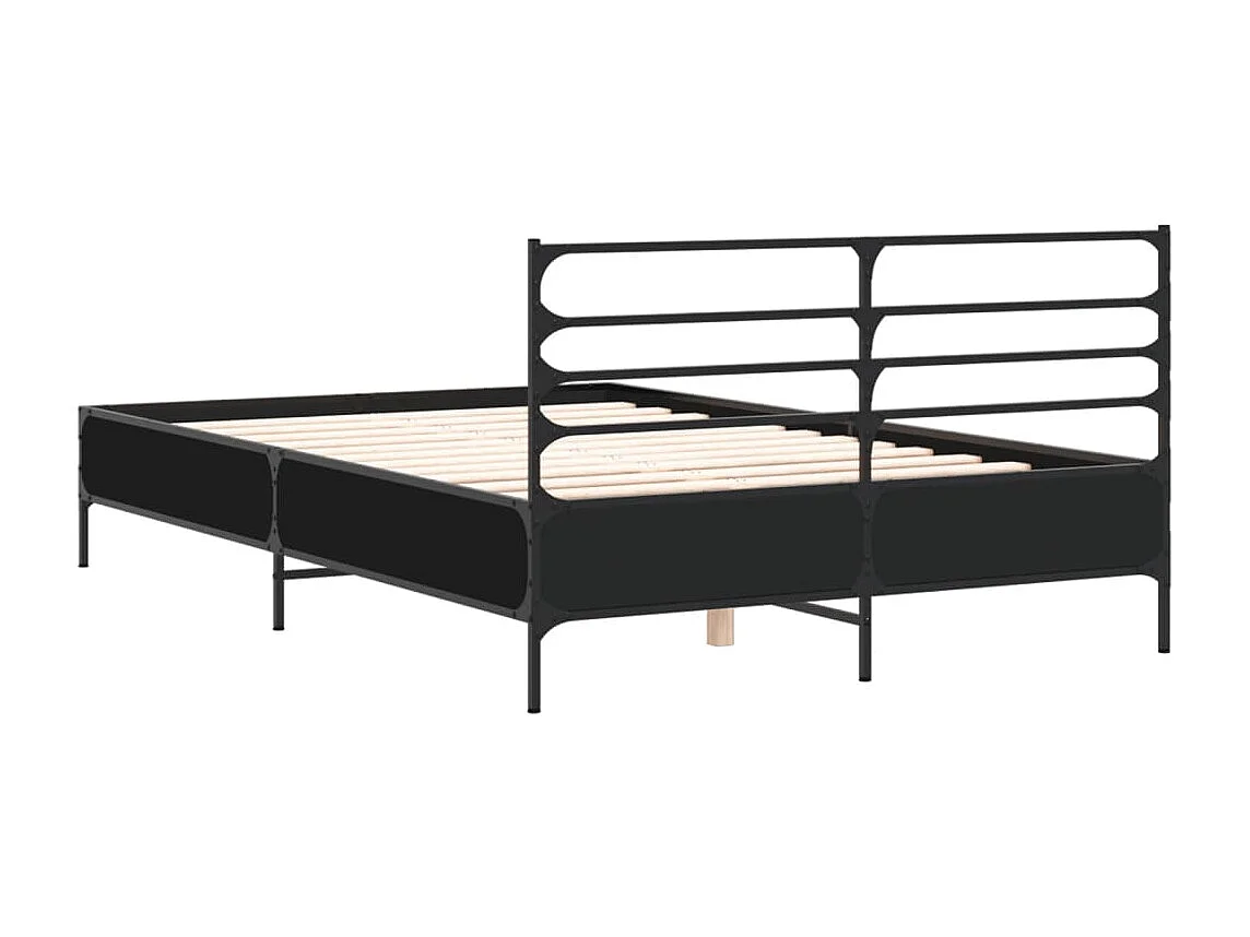 Estructura de cama madera de ingeniería y metal negro 140x190cm