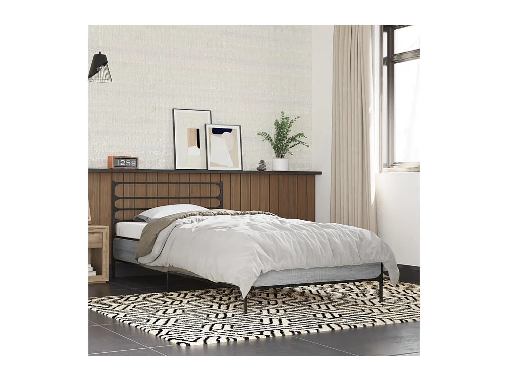 Cadre de lit sonoma gris 100x200 cm bois d'ingénierie et métal