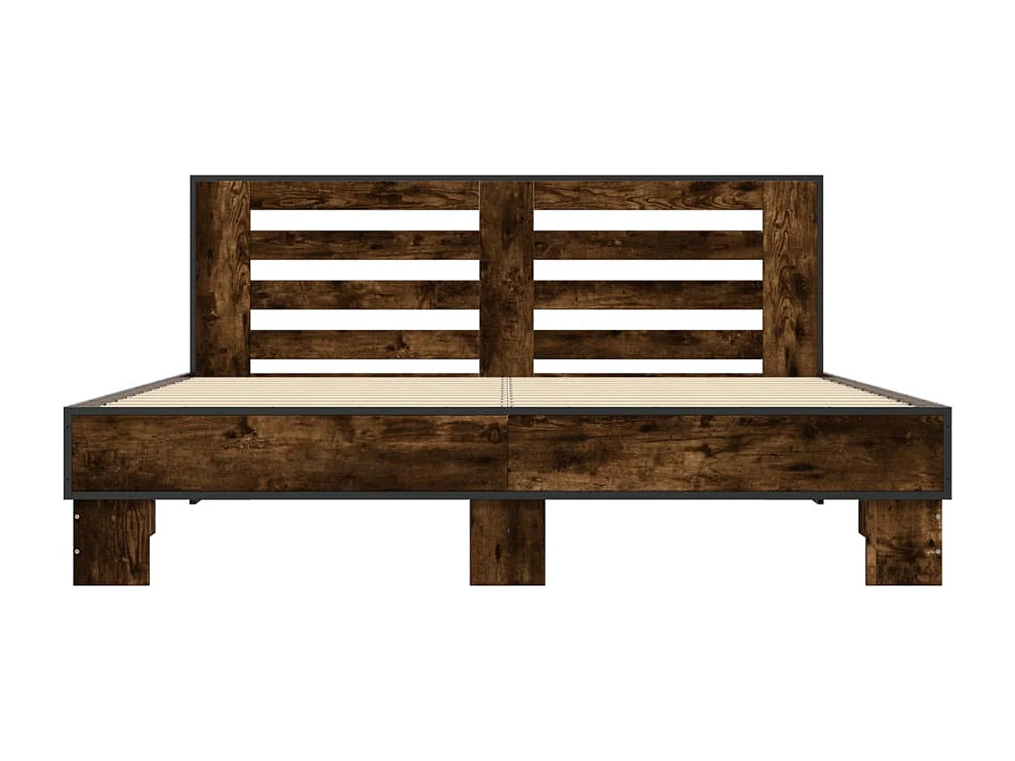 Cadre de lit chêne fumé 150x200 cm bois d'ingénierie et métal