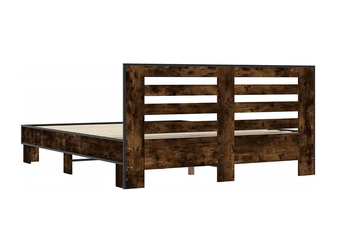 Cadre de lit chêne fumé 150x200 cm bois d'ingénierie et métal