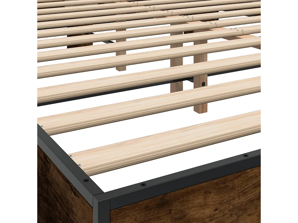 Cadre de lit chêne fumé 150x200 cm bois d'ingénierie et métal