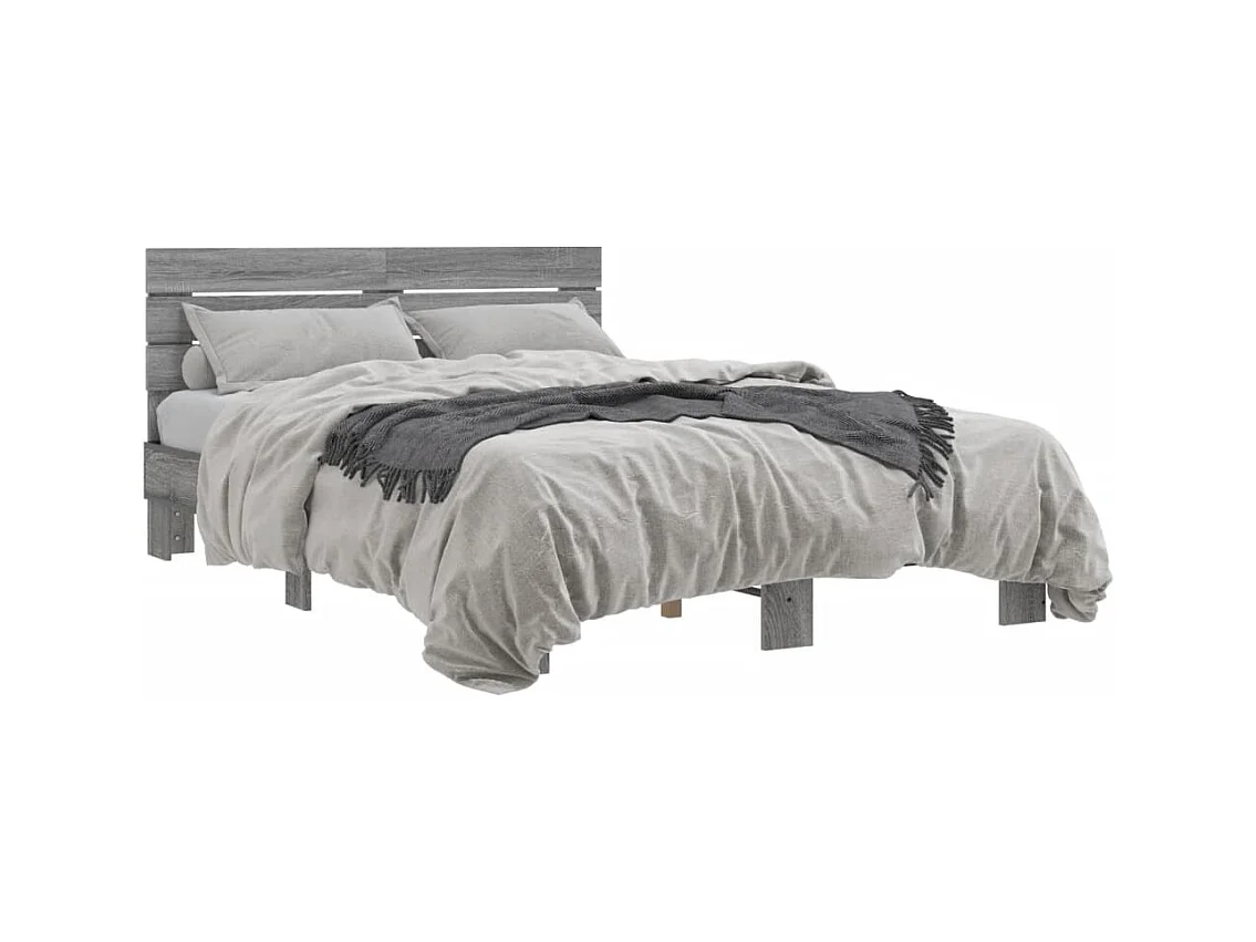 Cadre de lit sonoma gris 140x190 cm bois d'ingénierie et métal