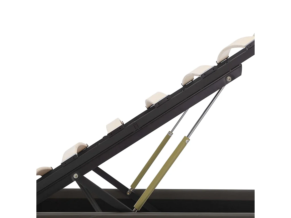 Cama hidráulica c/ arrumação LED 140x200cm couro artific. cinza