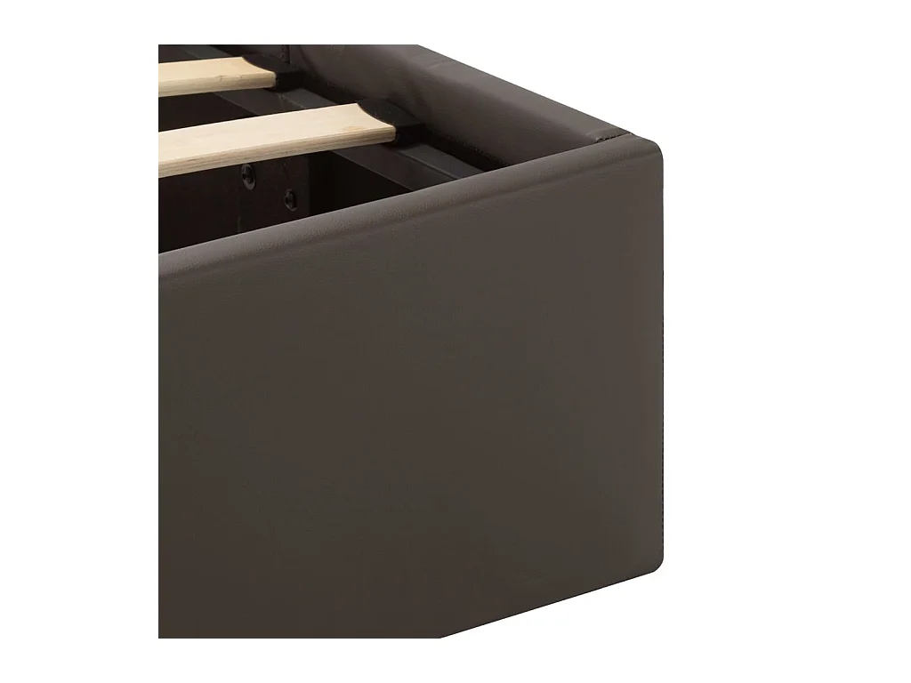 Cama hidráulica c/ arrumação LED 140x200cm couro artific. cinza