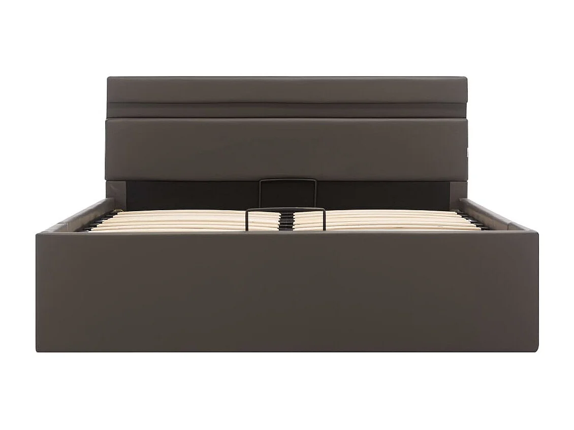 Cama canapé hidráulica con LED cuero sintético gris 140x200 cm