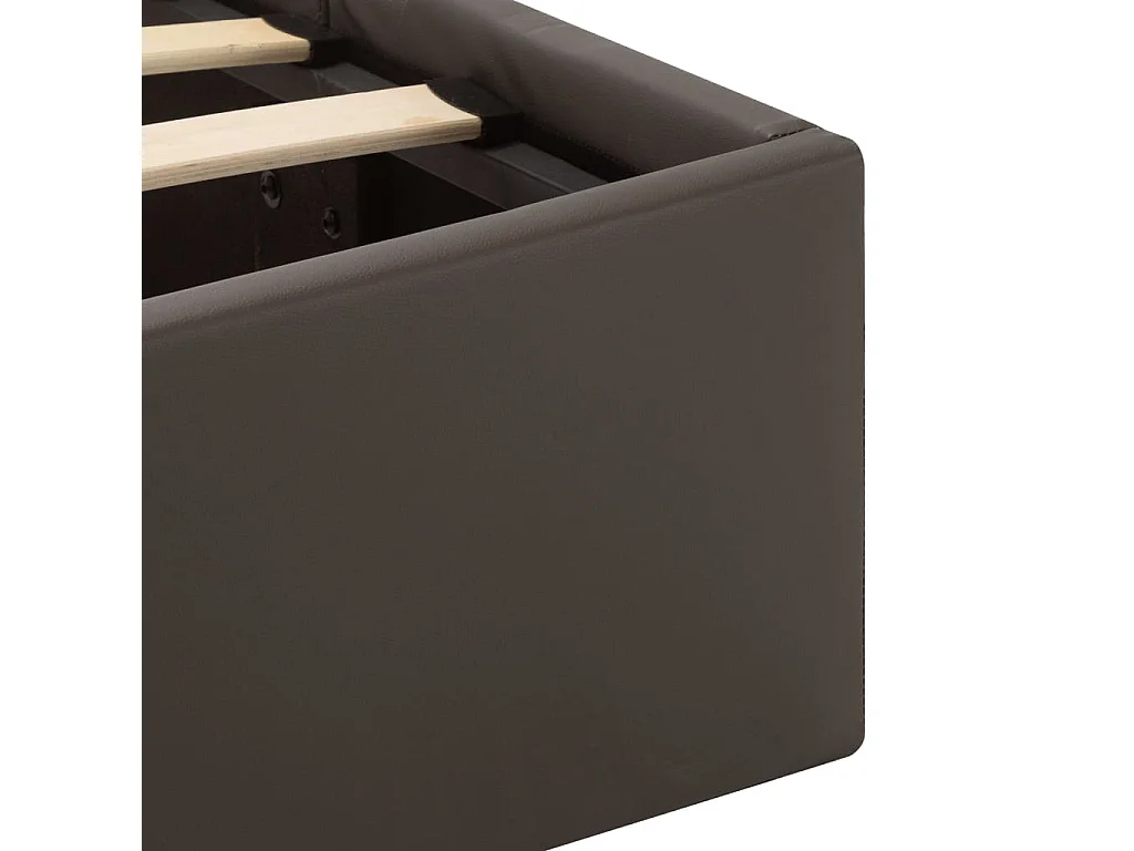 Cama canapé hidráulica con LED cuero sintético gris 140x200 cm