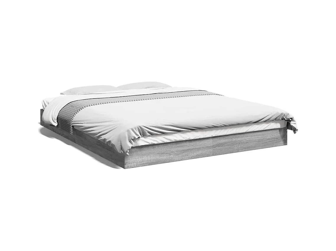 Estrutura de cama 150x200 cm derivados de madeira cinza sonoma