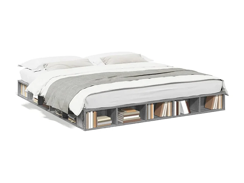 Estrutura de cama 180x200 cm derivados de madeira cinza sonoma