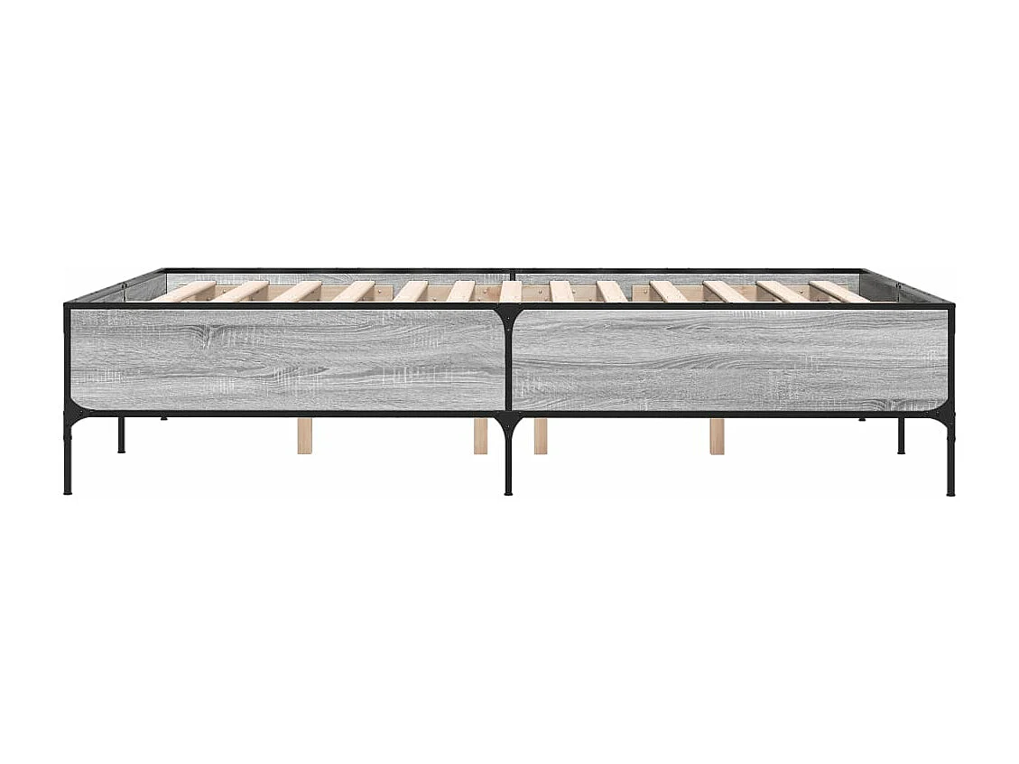 Estructura cama madera ingeniería metal gris Sonoma 120x190 cm