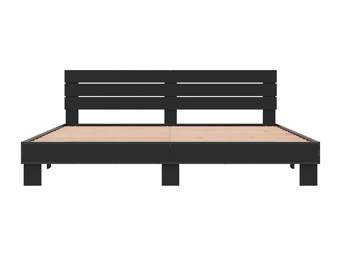 Estrutura de cama 200x200 cm derivados de madeira/metal preto