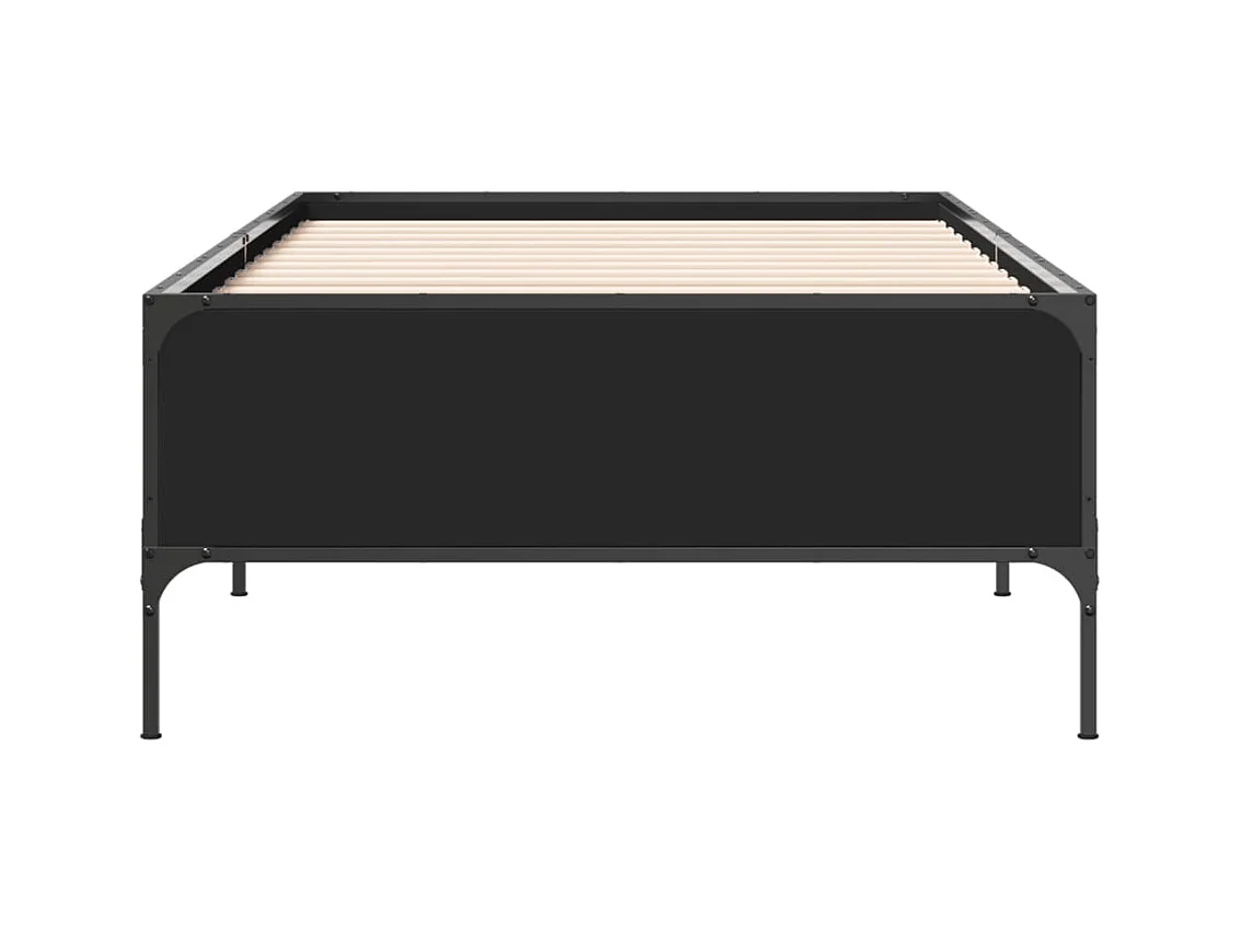 Estructura de cama madera de ingeniería y metal negro 90x200 cm