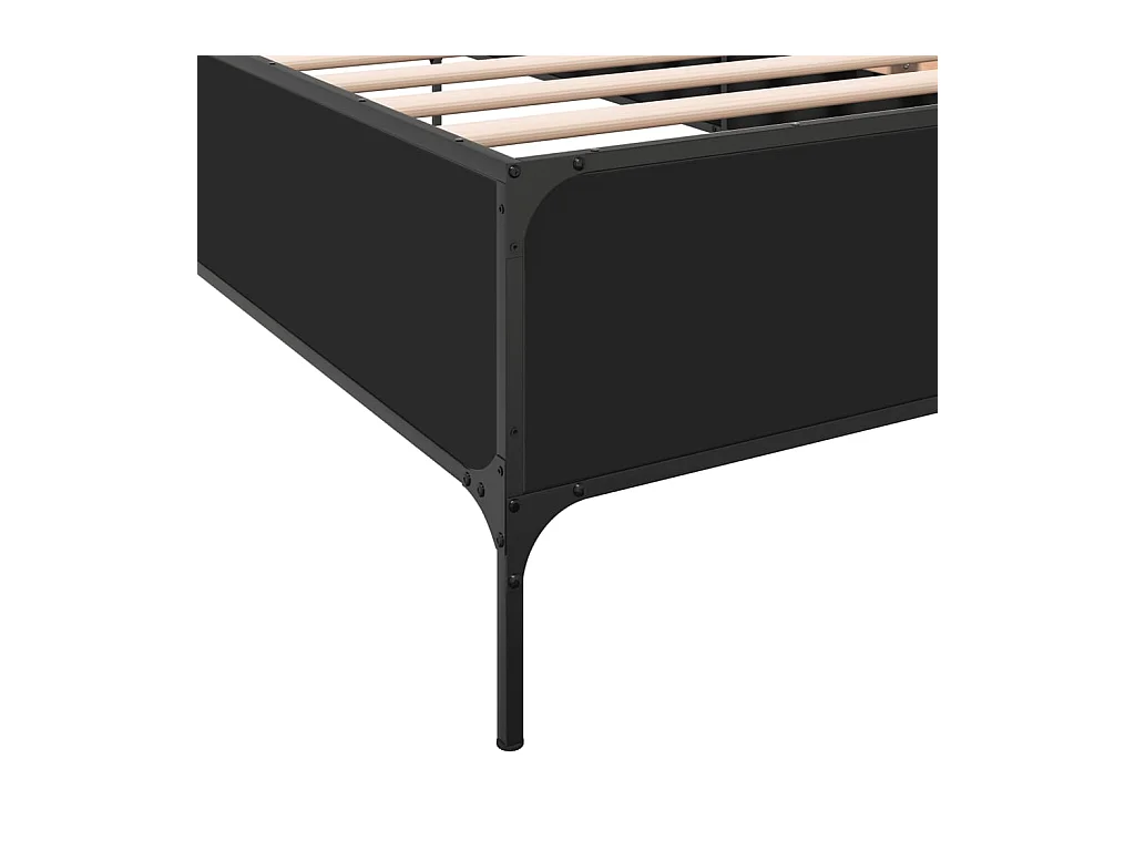 Estructura de cama madera de ingeniería y metal negro 90x200 cm
