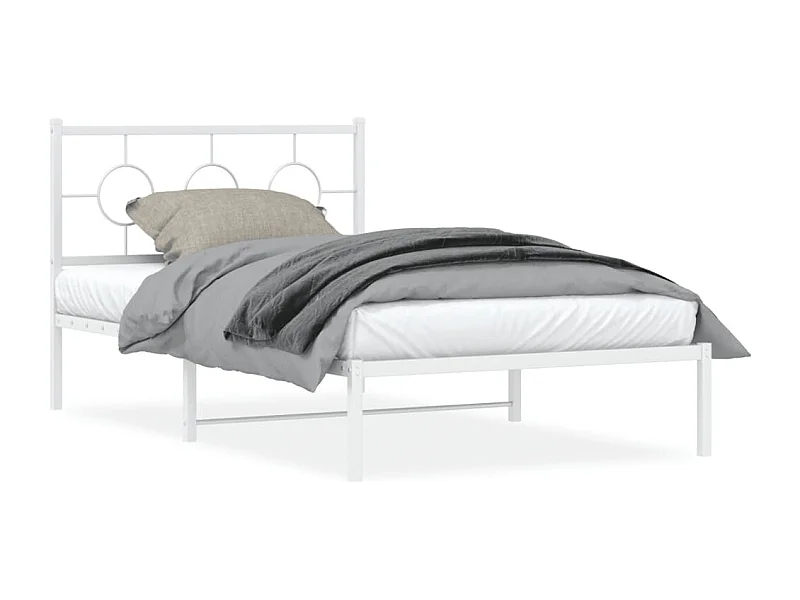 Estrutura de cama em metal com cabeceira 107x203 cm branco