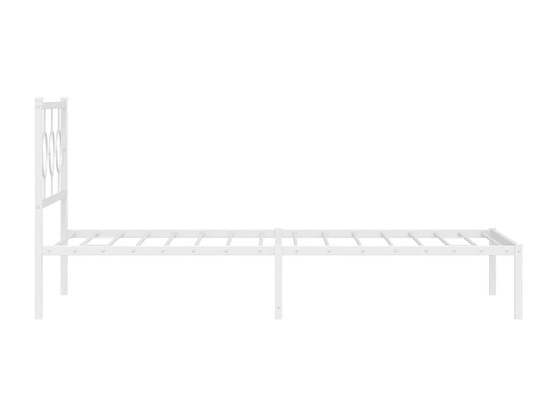 Cadre de lit métal avec tête de lit blanc 107x203 cm